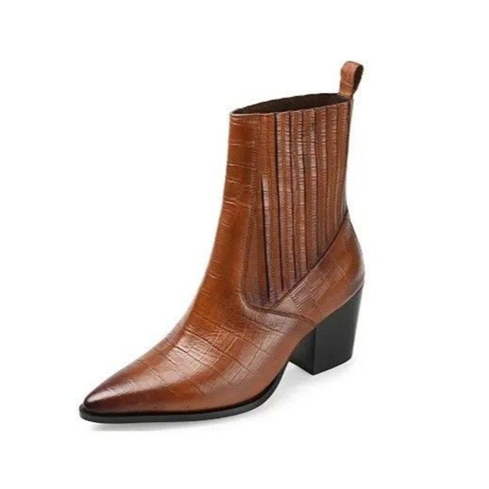 Journee Collection Womens 8 M Cognac Brown Leather Markka Ankle Booties NIB LQ4